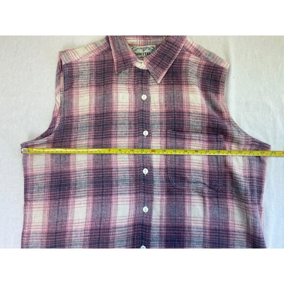 NWT Rosettes Womens L Vest Pink Plaid Button Up Flannel Sleeveless Biker Cowgirl - Picture 6 of 8